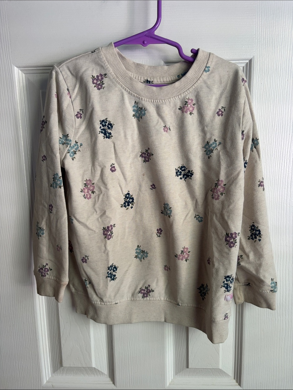 Ruffle Butts Girls' Beige Floral Long-Sleeve Sweater